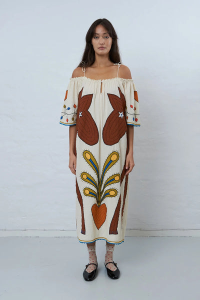 Stella Nova Embroidered Strap Midi Dress