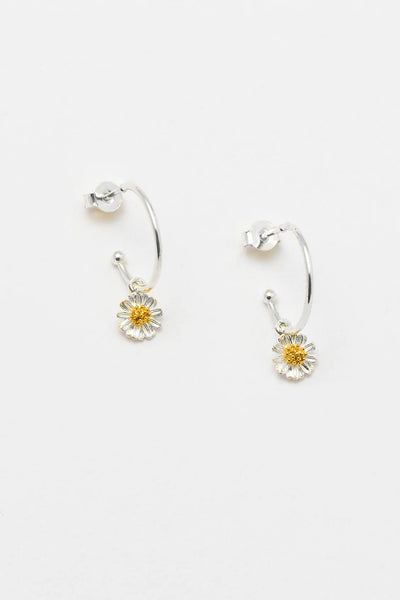 Estella Bartlett  Mini Wildflower Hoop Drop Earrings - Silver And Gold