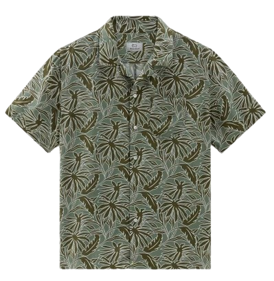Woolrich Male Tropical Print Bowling Short Sleeve Shirt Sage