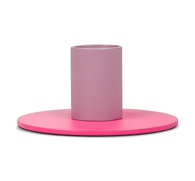 British Colour Standard Two Tone Candleholder in Venetian & Neyron Pink