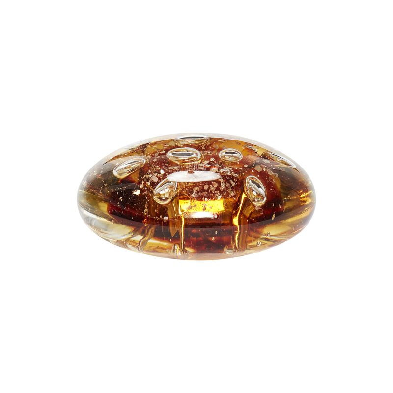 Hubsch Clear Glass Paperweight with Amber Air bubble