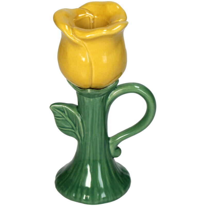 Kersten Yellow Rose Ceramic Candleholder