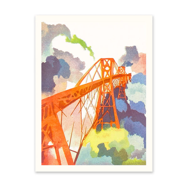 Ohh Deer Forth Bridge Risograph Art Print