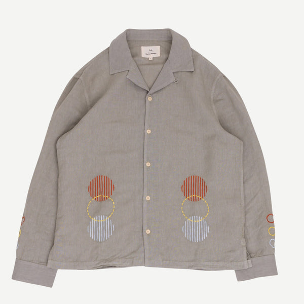 Folk LS Soft Collar Shirt Olive Sun Embroidery Damien Poulain