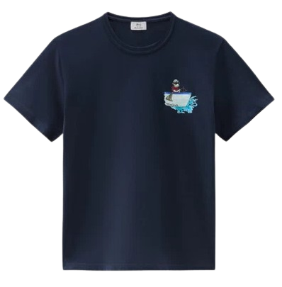 Woolrich Male Animated Sheep Cotton Tee Melton Blue