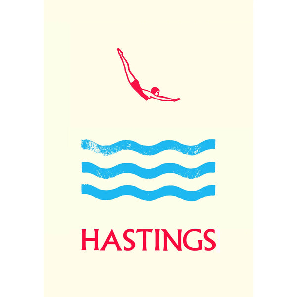 Mandy Doubt Dive In Hastings A4 Screenprint