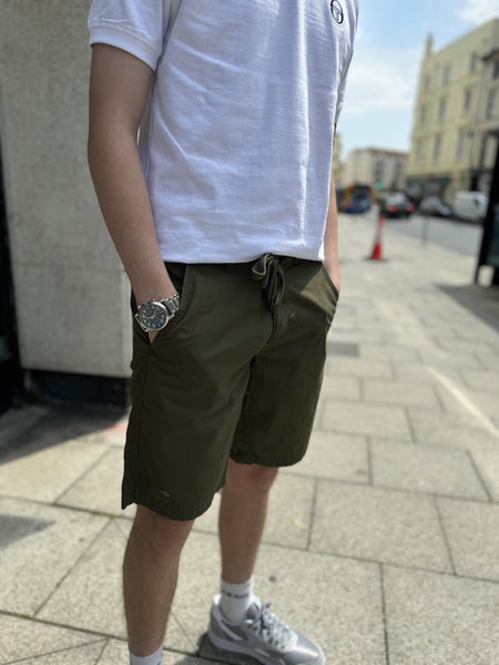 Only & Sons Elastic Waist Chino Shorts Olive