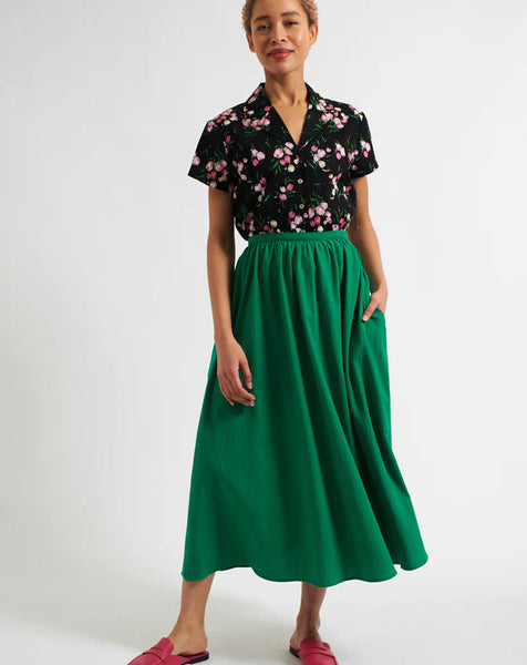 Louche London Louche - Zoeline Midi Skirt – Green Recycled Cotton