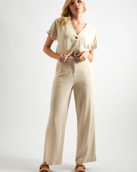 Louche London Louche - Tilde Straight Leg Trouser - Linen Mix Natural