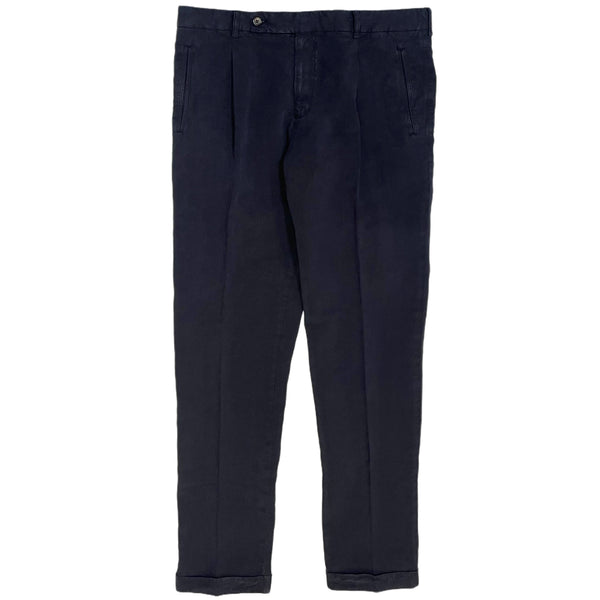 Fresh Positano Lyocell Linen Pleated Chino Pants In Navy