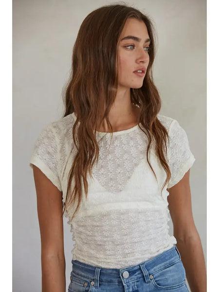 by together Floral Lace Short Sleeve Top