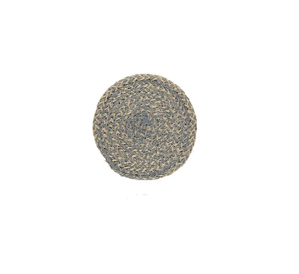British Colour Standard Set Of Four Round Woven Jute Coasters - Gull Grey