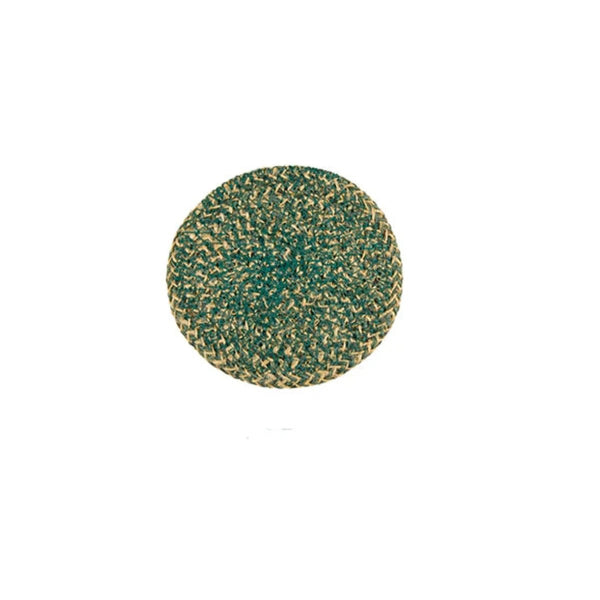 British Colour Standard Set Of Four Round Woven Jute Coasters - Olive Green
