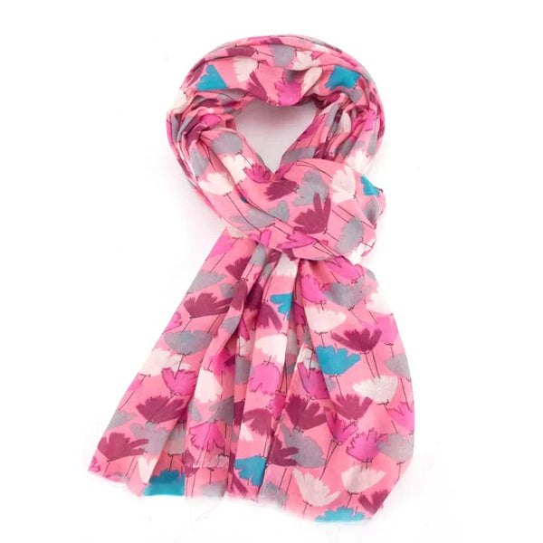 Miss Sparrow Sf021 Tulips Scarf In Hot Pink