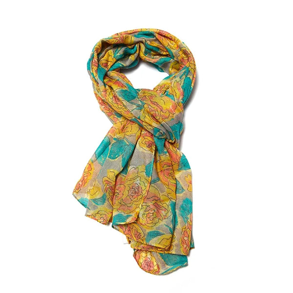 Miss Sparrow Sf036 Roses Scarf In Powder Blue