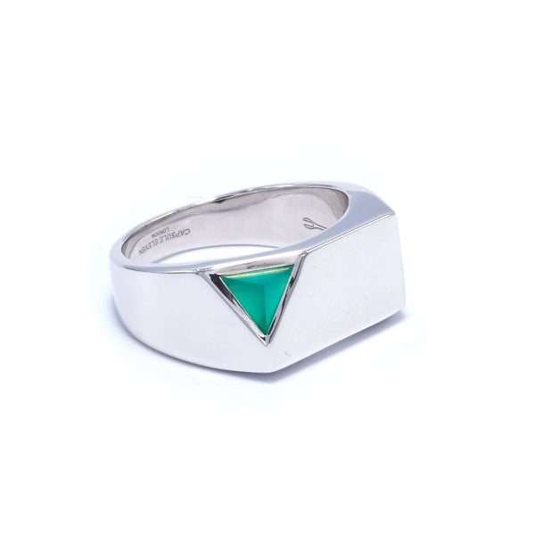 CAPSULE ELEVEN | 'jewel Beneath' Signet Ring - Silver & Green Onyx
