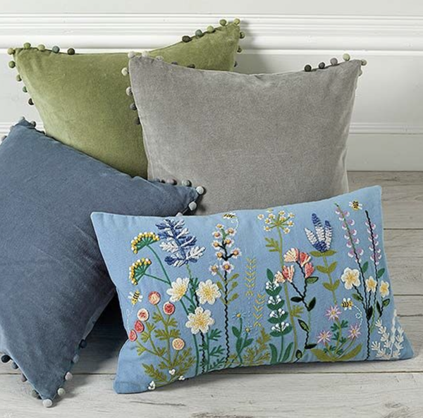 Walton & Co Cushion - Meadow Embroidery 30x50cm