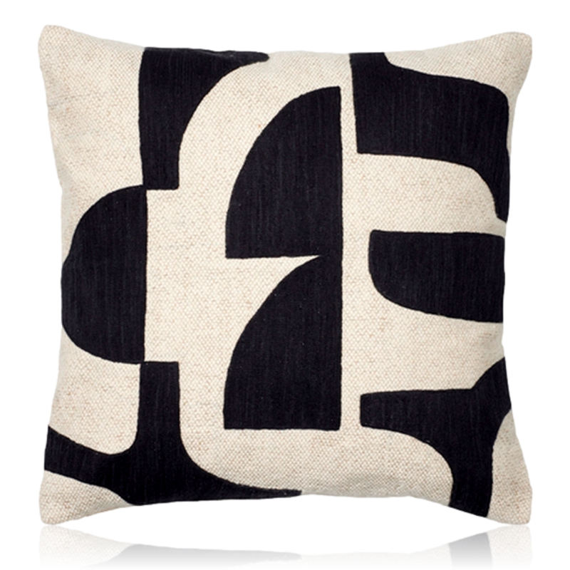 Broste Copenhagen Mundo Cushion Black & Off-White 50 x 50 cm