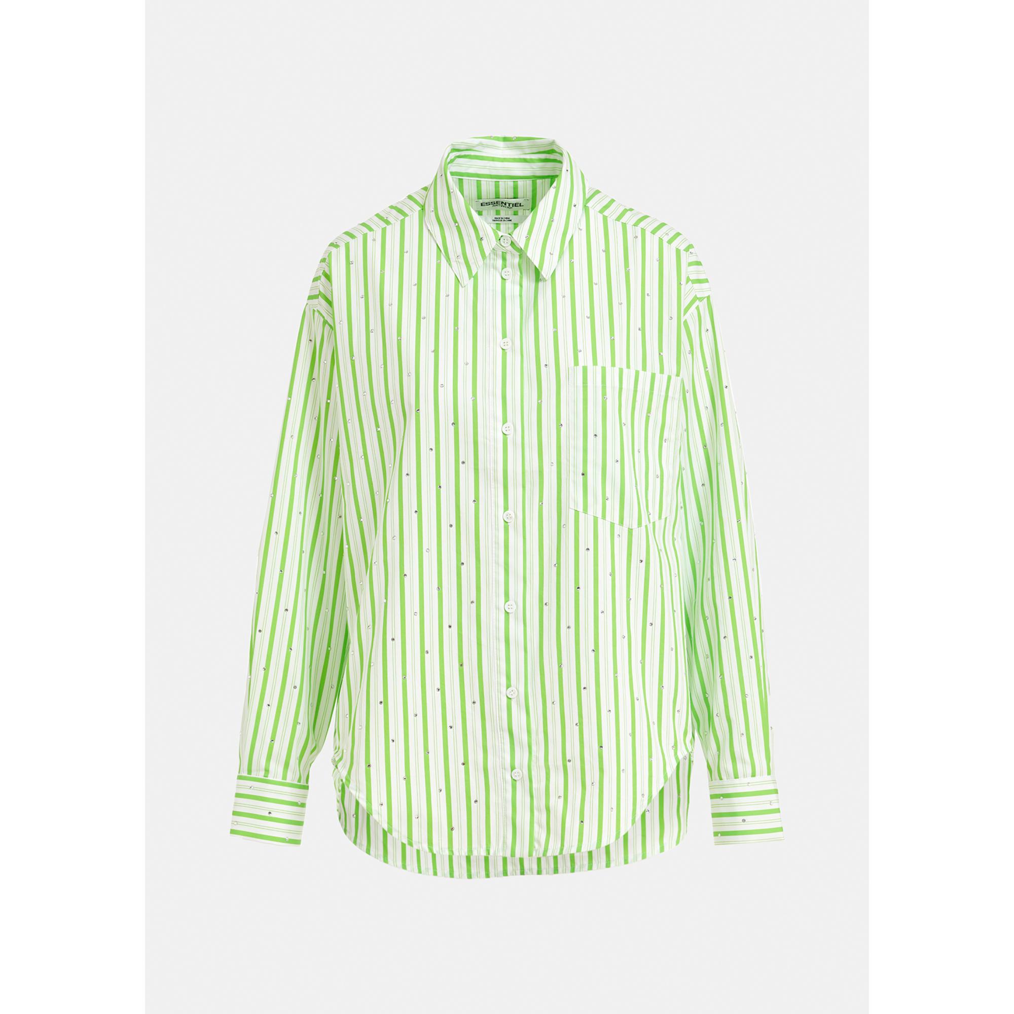 Essentiel Antwerp Fevertree Green And White Shirt With Embroidery