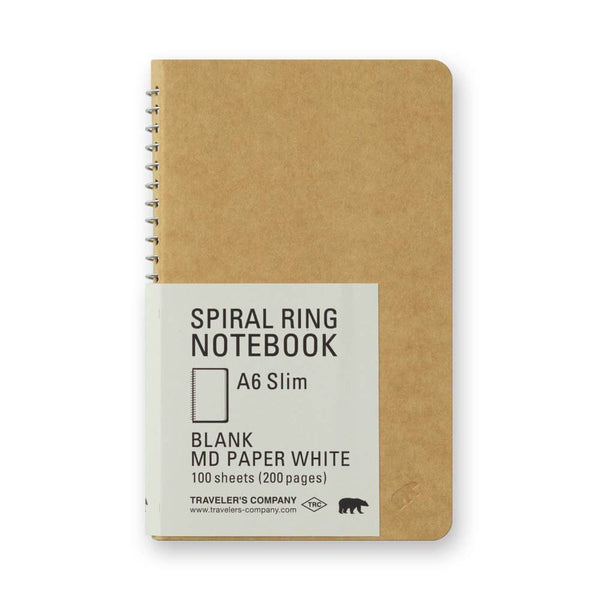 Traveler's Company Spiral Ring A6 Slim Md White Paper Notebook