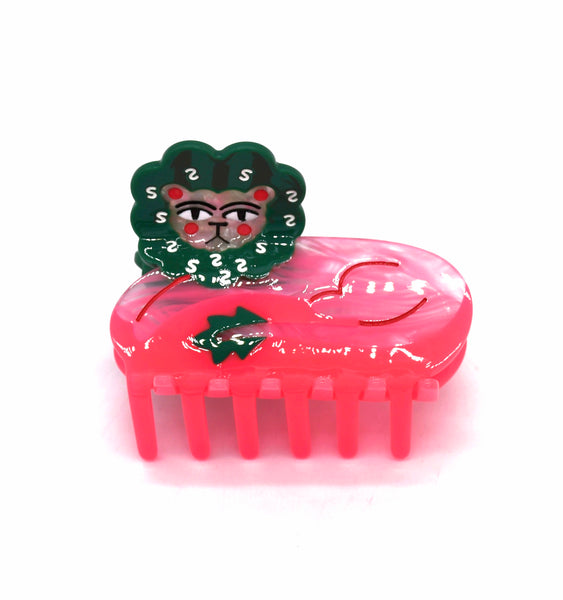 Curiouser Collection Pink & Green Lion Hair Clip