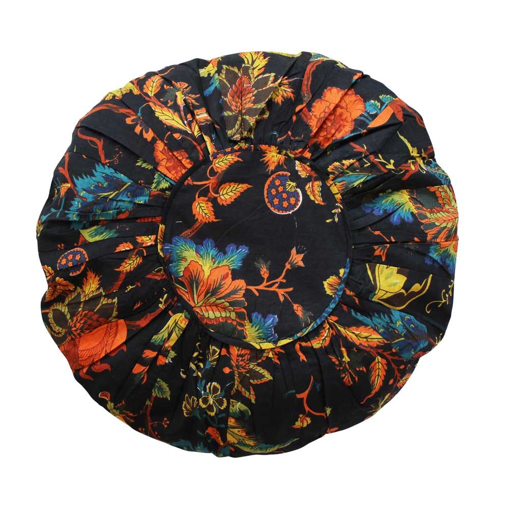 Powell Craft Burnt Orange Exotic Flower Indian Cushion