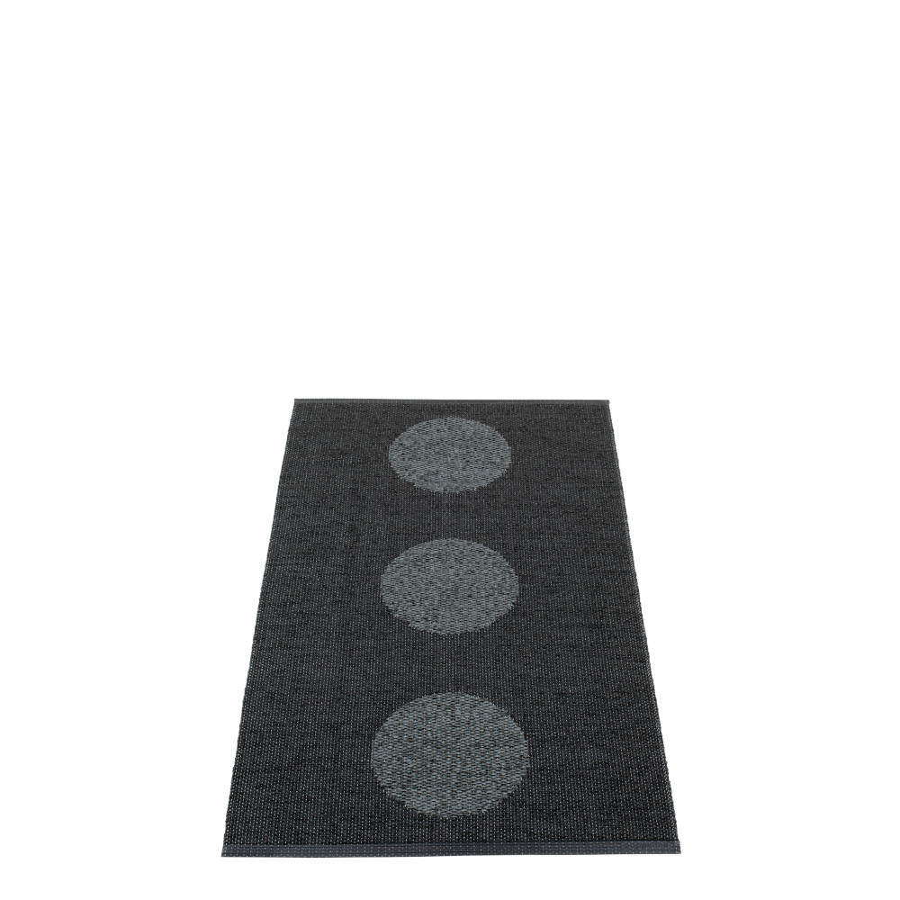 Pappelina Pappelina Vera 2.0 Design Washable Biovyn Sustainable Floor Or Runner Rug 70x120cm Black/black Metallic