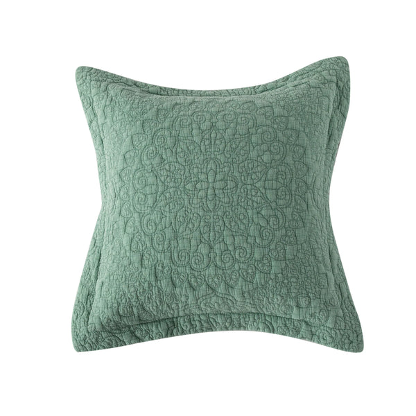 Forever England Stonewash Cotton Sage Green Cushion With Pad