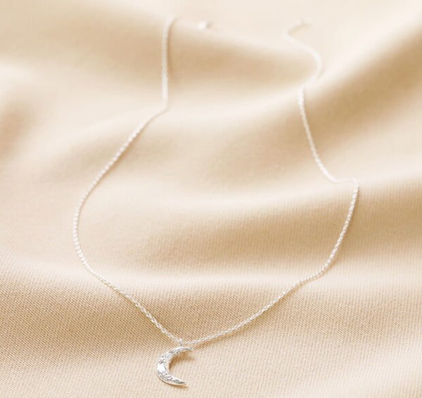Lisa Angel Crystal Crescent Moon Necklace In Silver