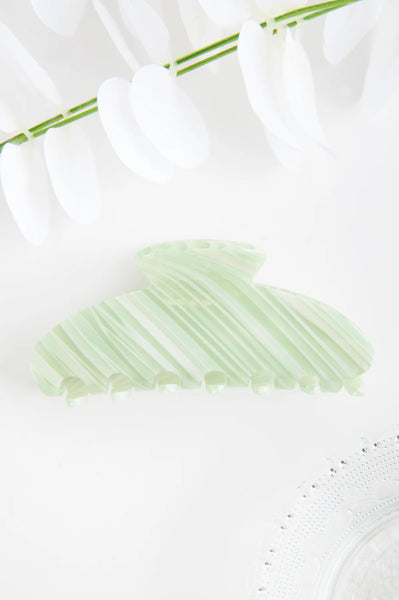 24 COLOURS Hairclip - Striped Green