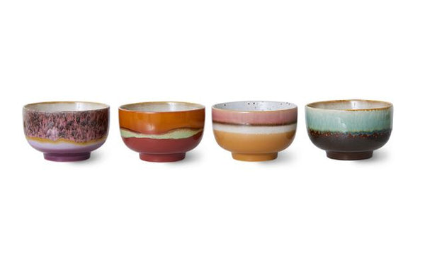 HK Living 70s Ceramics: Noodles Bowls, Geyser (set Of 4)