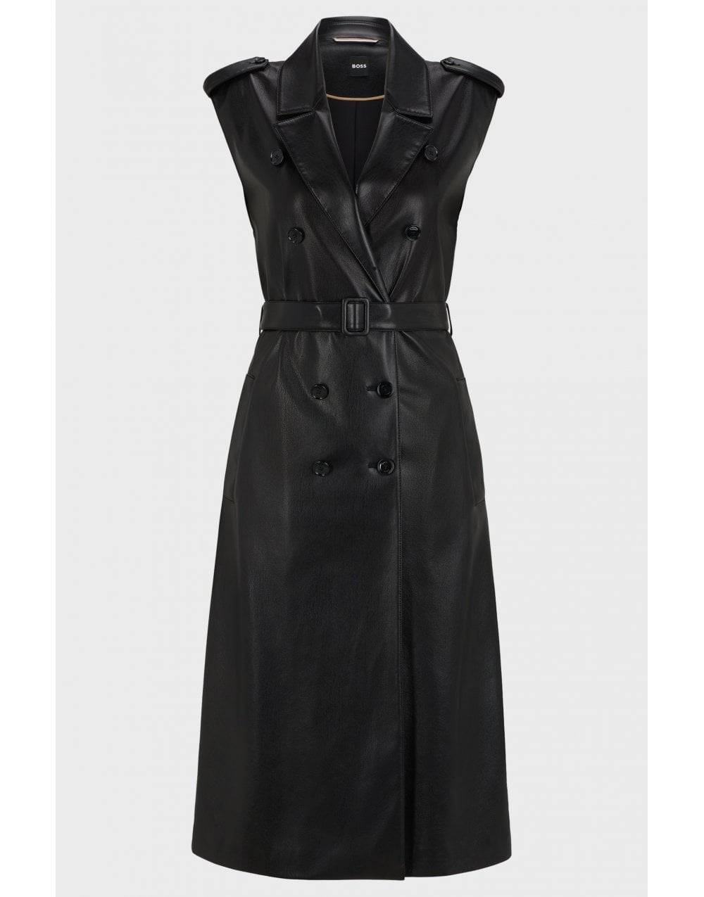 Boss Dujeta Sleeveless Belted Dress Col: 001 Black, Size: 12