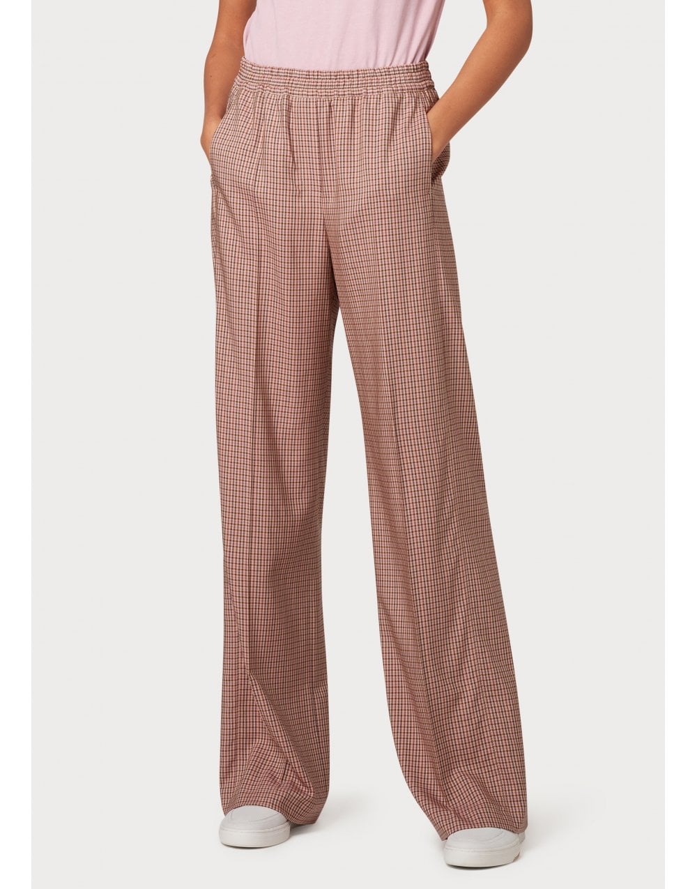 Paul Smith Check Elasticated Relaxed Trouser Col: 52 Brown Multi, Size