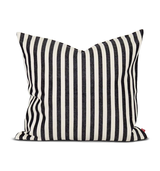 Afroart Donia Striped Cotton Cushion, Black & White