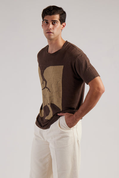 Daniele Fiesoli Linen Graphic T-shirt Brown