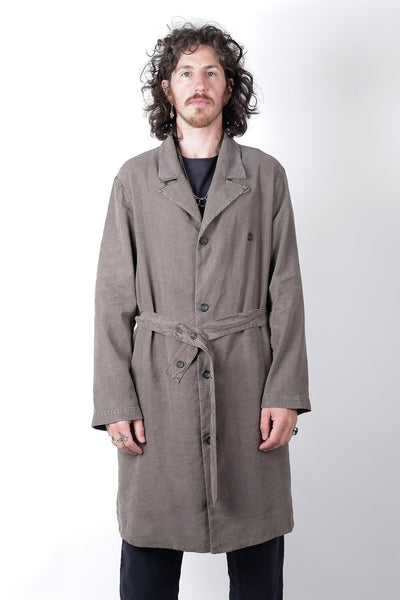 Hannes Roether Washed Silk/linen Belted Trench Grey