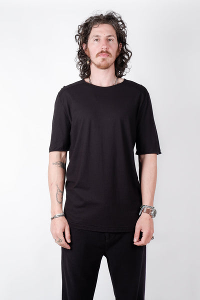 Hannes Roether Crew Neck Stitch Detail T-shirt Black