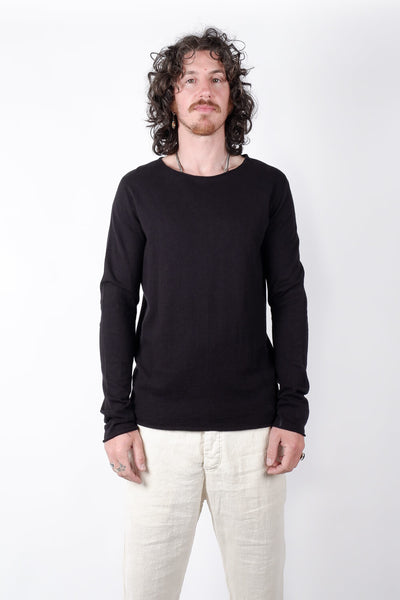 Hannes Roether Linen/cotton Mix Round Neck L/s T-shirt Black