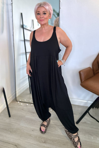 Made in Italy Black Harem Jumpsuit