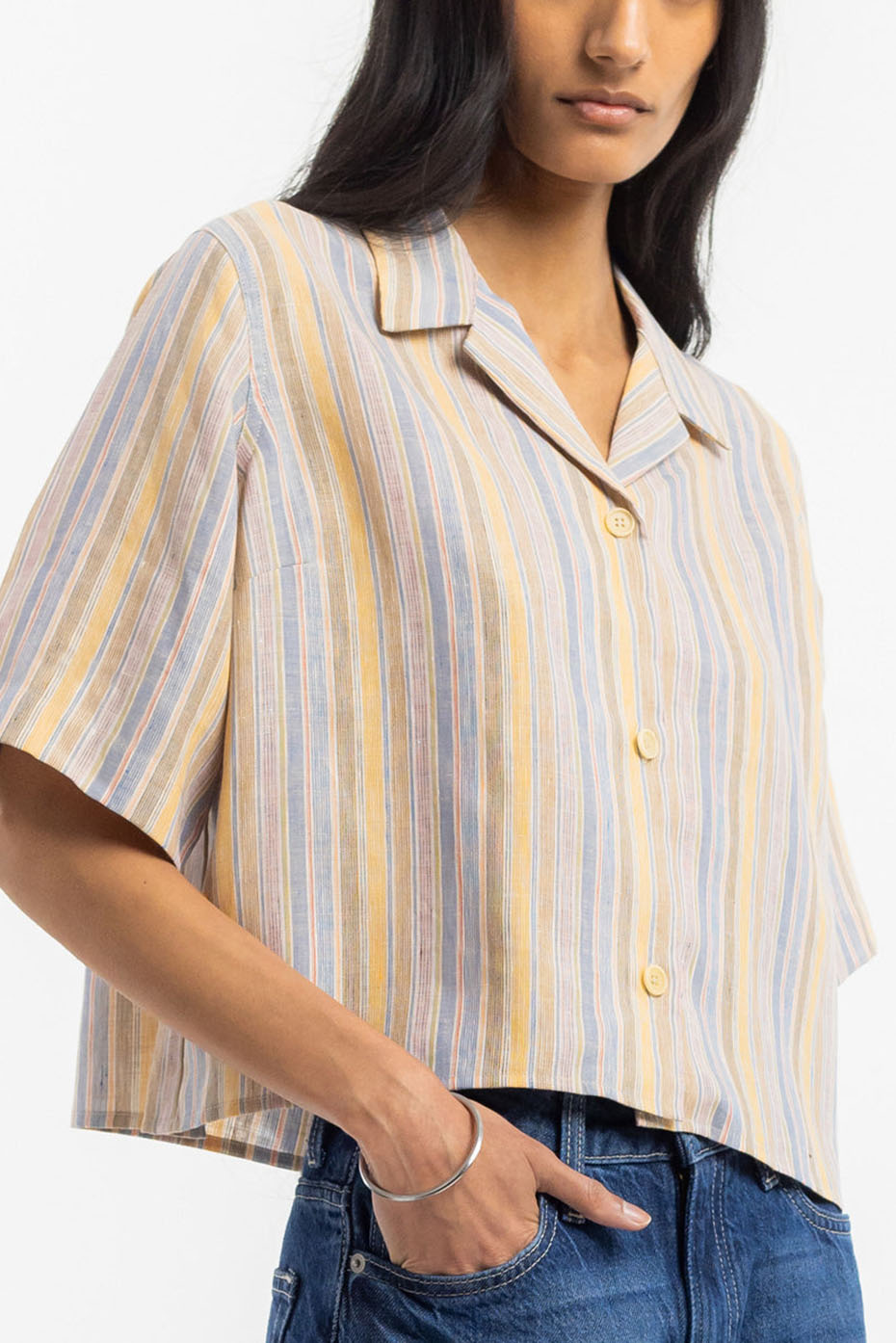 Rotholz Multi Stripe Cropped Bowling Shirt
