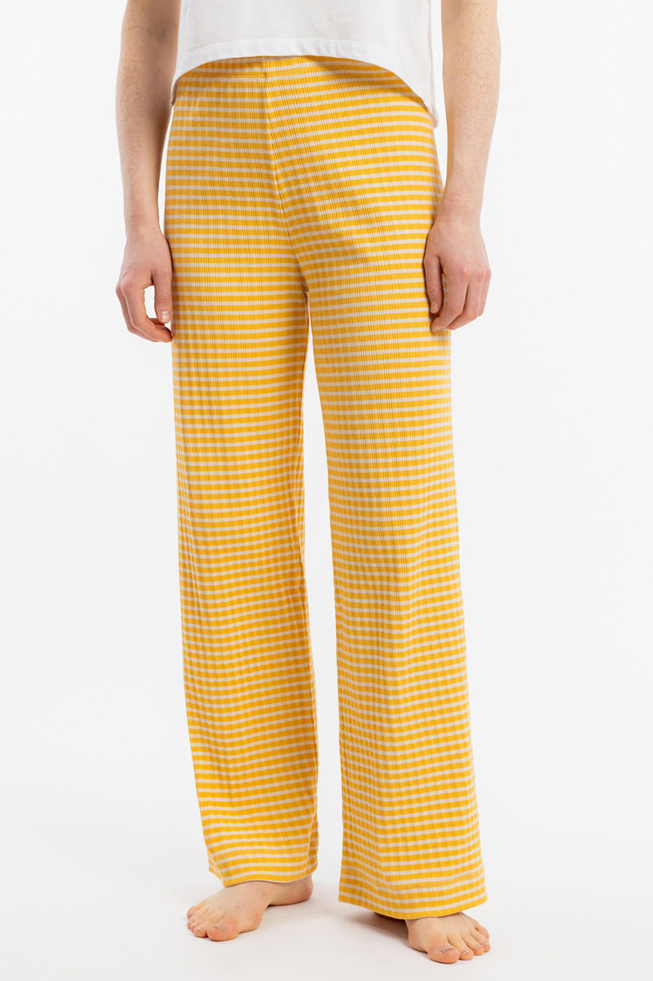 Rotholz Yellow Sand Stripe Ribbed Lounge Pant
