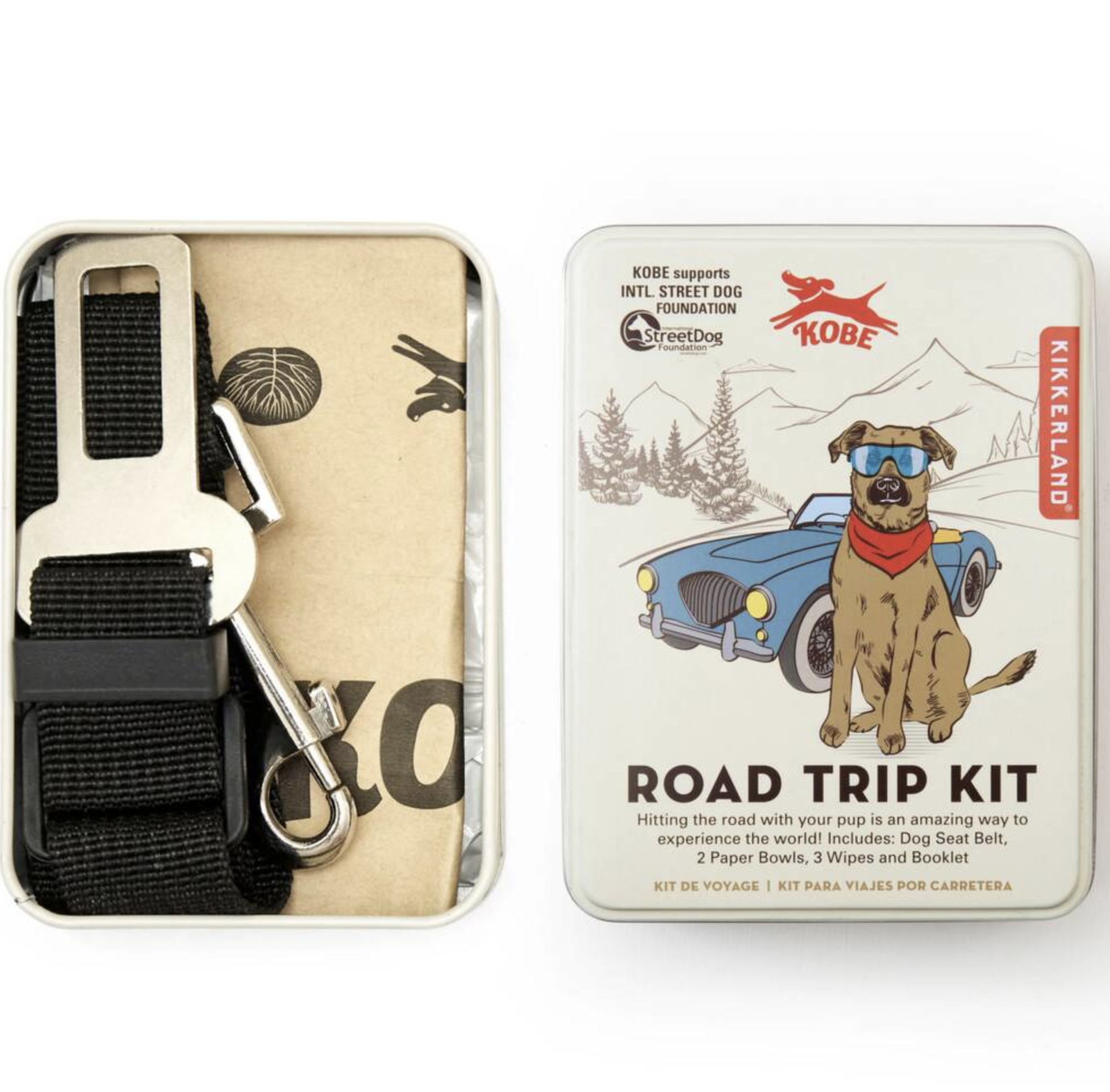 Kikkerland Design Dogs Road Trip Kit In A Tin