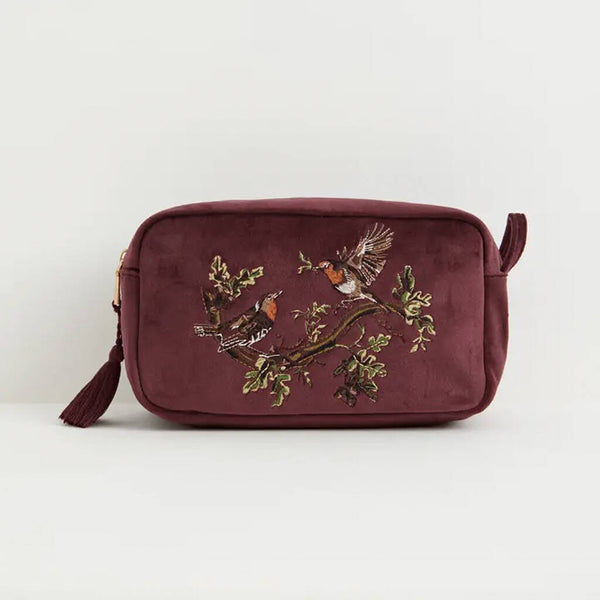 The Forest & Co. Robin Love Embroidered Velvet Makeup Pouch