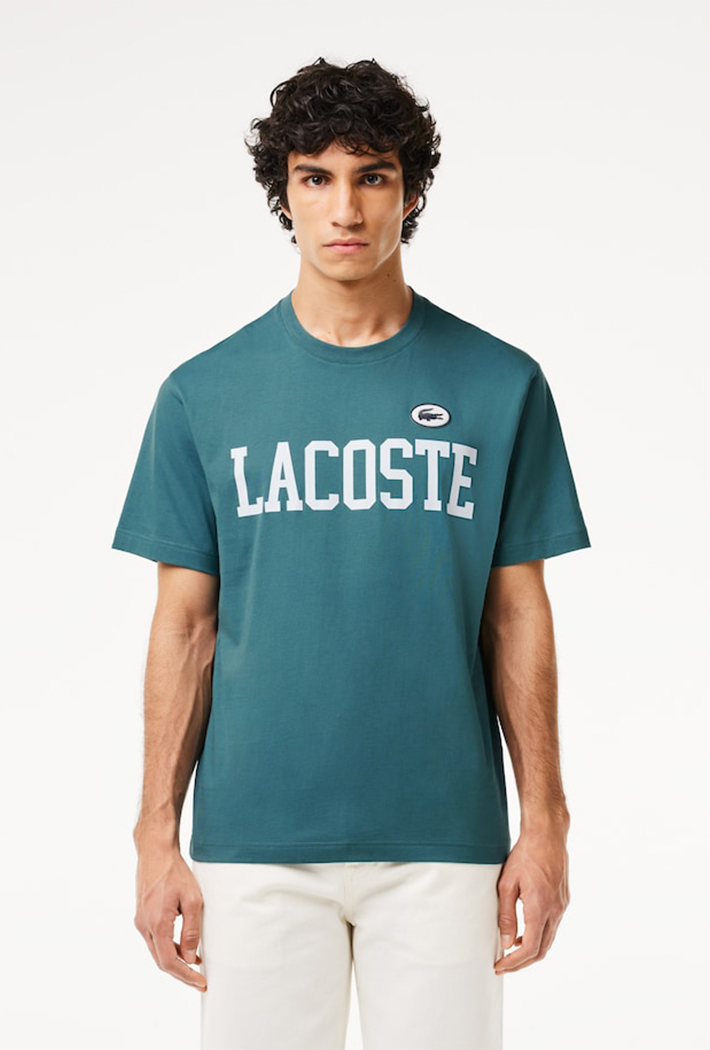 Lacoste Men's Cotton Contrast Print And Badge T