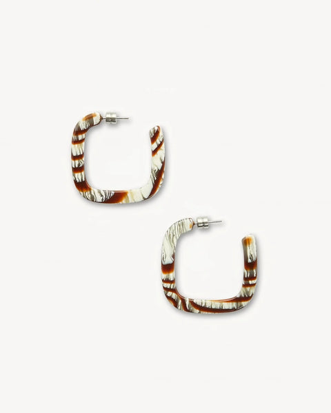 Machete Midi Square Hoop Earrings In Canyon