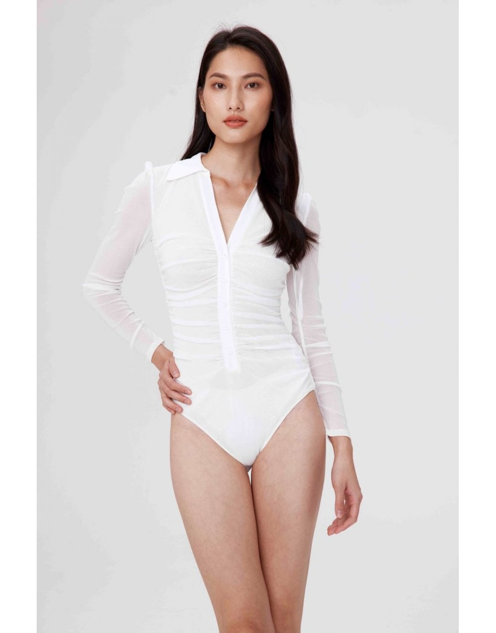 Diane Von Furstenberg Diane Von Furstenberg Giorgi Ruched Button Up Shirt Style Bodysuit Siz