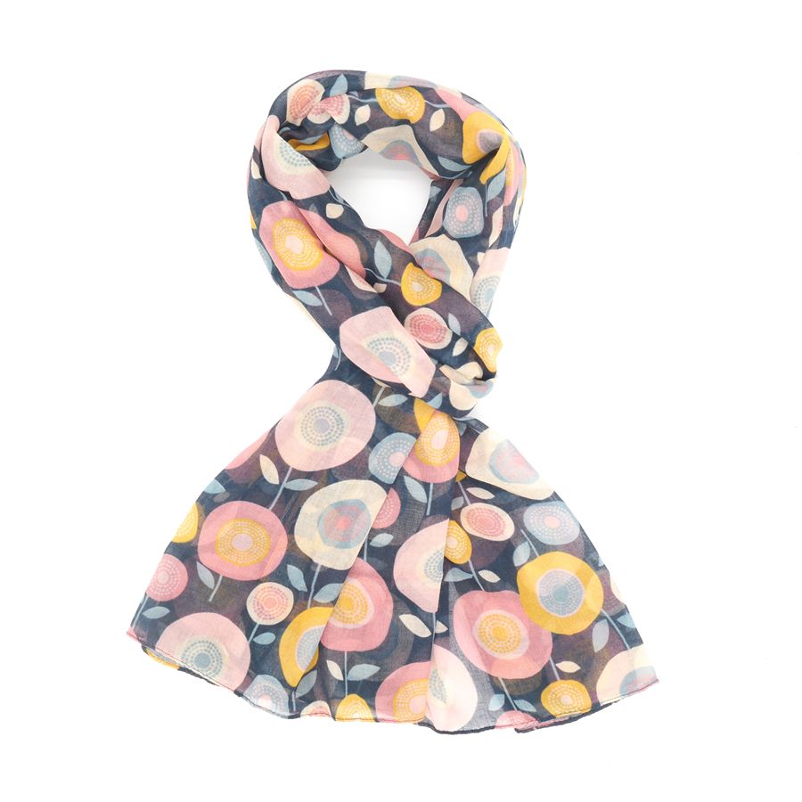 Pure Fashions In Bloom Scarf in Navy