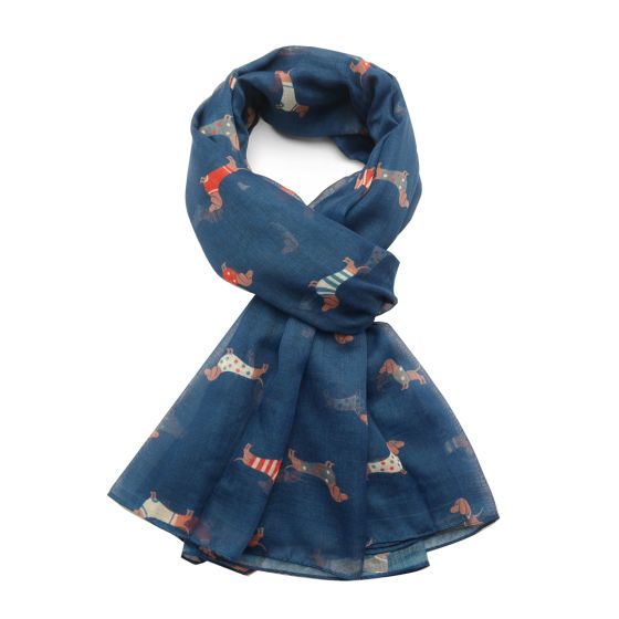 Pure Fashions Pups in Coats Navy Scarf