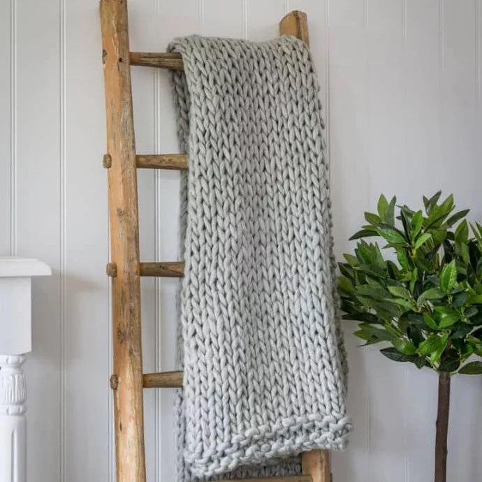 Light Grey Chunky Knit Throw