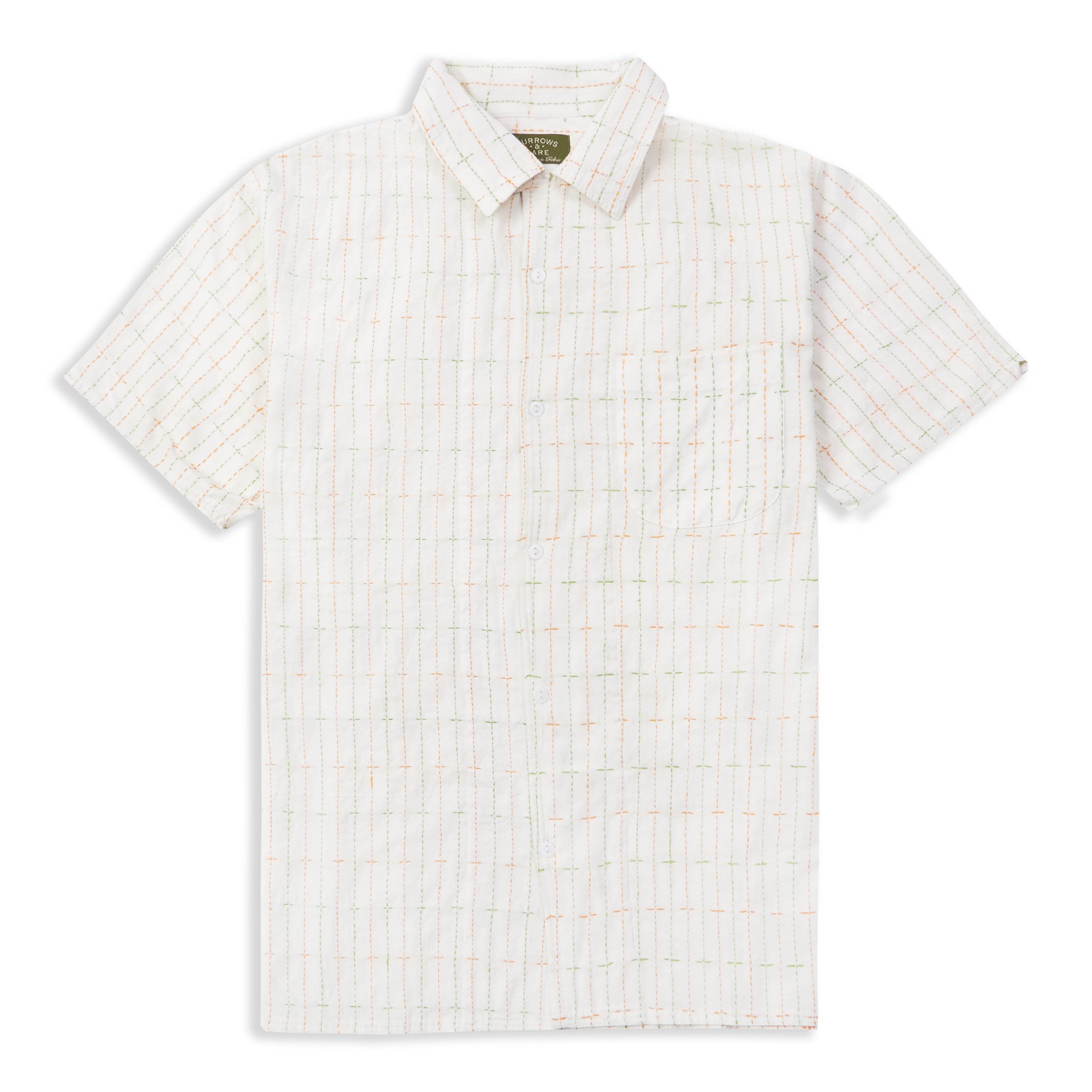 Burrows & Hare  Kantha Short Sleeve Shirt - Ecru